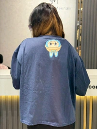 SKU 2142 Beautiful Tee With Labubu Detailing  - Free Size M To 4XL, Purple