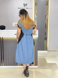 SKU 2058 Elegant Denim Dress - Free Size M To XXL, Black