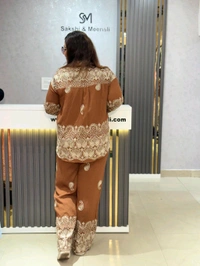 SKU 2154 Beautiful Cordsets With Belt - Brown, Free Size M To XXL