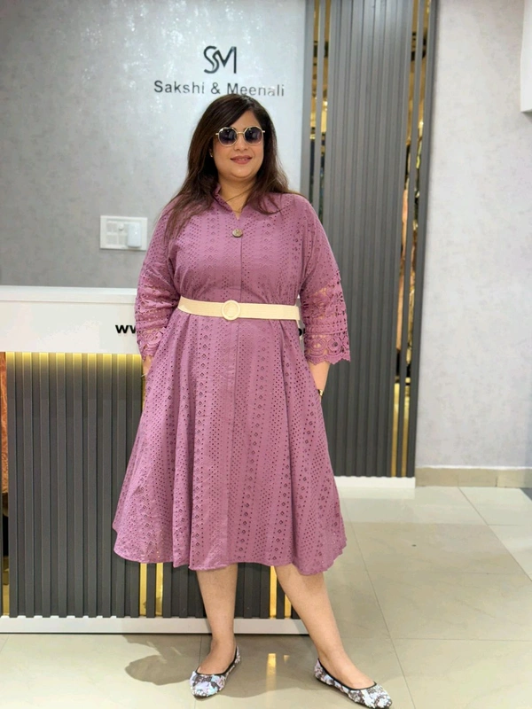 SKU 2155 Beautiful Cordsets With Belt - Purple, Free Size M To 4XL