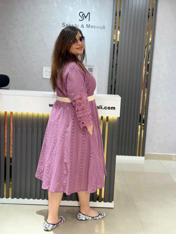 SKU 2155 Beautiful Cordsets With Belt - Purple, Free Size M To 4XL