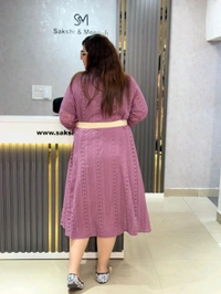 SKU 2155 Beautiful Cordsets With Belt - Purple, Free Size M To 4XL
