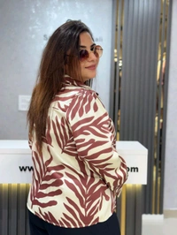 SKU 2156 Beautiful Satin Shirt - Free Size M To XXL, Maroon And Cream
