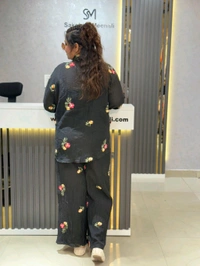 SKU 2159 Elegant Embroidery Cordset With Beautiful Button - Black, Free Size M To XXXL
