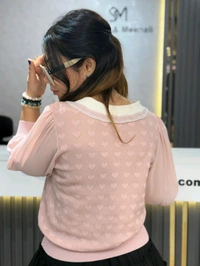 SKU 2181 Beautiful Knitted Top  - Free Size M To Xl, Pink