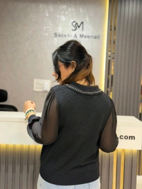 SKU 2181 Beautiful Knitted Top  - Free Size M To Xl, Black
