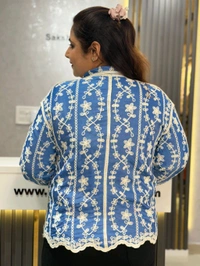 SKU  2172 Beautiful Embroidered Shirt - Blue, Free Size M To XXL