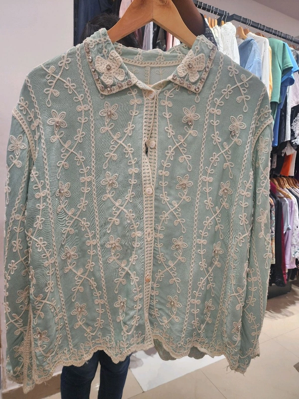 SKU  2172 Beautiful Embroidered Shirt - Free Size M To XXL, Green