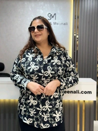 SKU  2171 Beautiful Embroidered Shirt - Black, Free Size M To 4XL