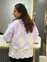 SKU 2169 Beautiful Shirt With Embroidery - Free Size M To 3XL, Lilac