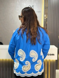 SKU 2169 Beautiful Shirt With Embroidery - Free Size M To 3XL, Royal Blue