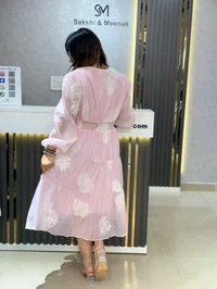 SKU 2162 Beautiful Dress With Pearl Detailing  - Pink, Free Size M To XXL
