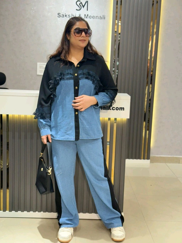 SKU 2190 The Dazzle Divide Denim Set - Black, Free Size M To 4XL