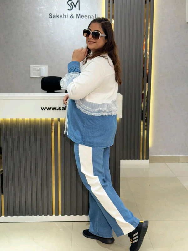 SKU 2190 The Dazzle Divide Denim Set - Black, Free Size M To 4XL