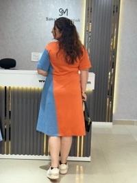 SKU 2188 Beautiful Denim Dress  - Orange, Free Size M To 3XL