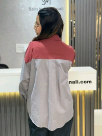 SKU 2193 Elegant Denim Shirt With Teddy Bear - Free Size M To 3XL, Maroon
