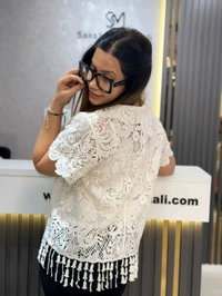 SKU 2197 Beautiful Hakoba Top With Inner - Free Size M To XL, Off White