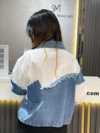 SKU 2199 Beautiful Denim Shirt - White, Free Size M To XXL