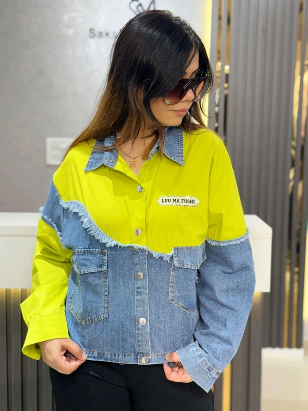 SKU 2199 Beautiful Denim Shirt - Green, Free Size M To XXL