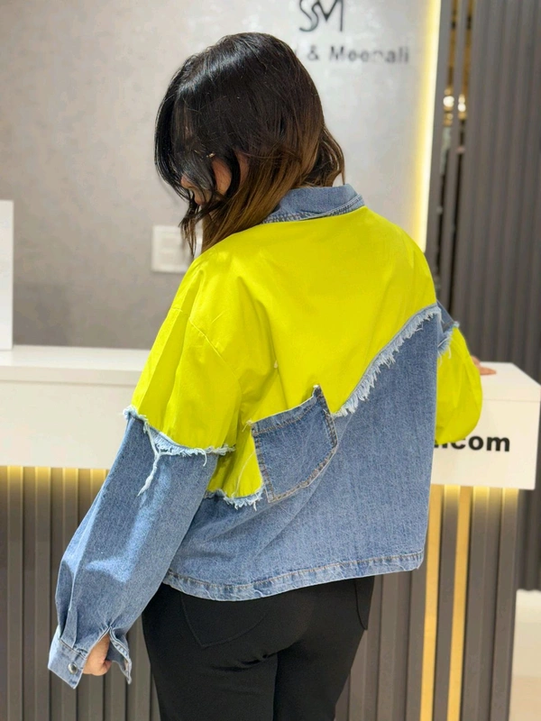 SKU 2199 Beautiful Denim Shirt - Green, Free Size M To XXL
