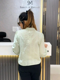 SKU 2194 Beautiful Embroidery Shirt - Green, Free Size Xs To L