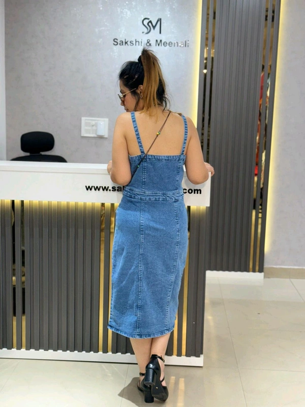 SKU 2085 Denim Dreams Midi Dress - Blue, Size M To XXL