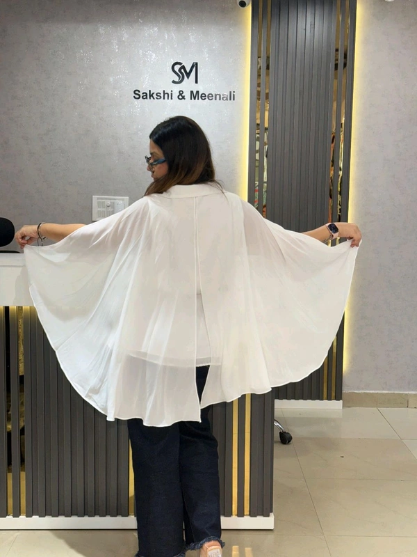 SKU 2204 Beautiful Platted Top With Belt - Free Size M To XXL, White