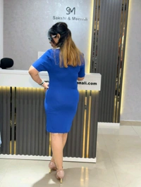 SKU 2149 Beautiful Knitted Dress - Free Size M To XXL, Blue