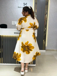SKU 2210 Beautiful Florescent Dress - Off white, Free Size M TO XXL