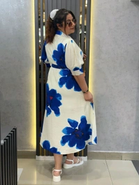 SKU 2210 Beautiful Florescent Dress - Free Size M TO XXL, Blue