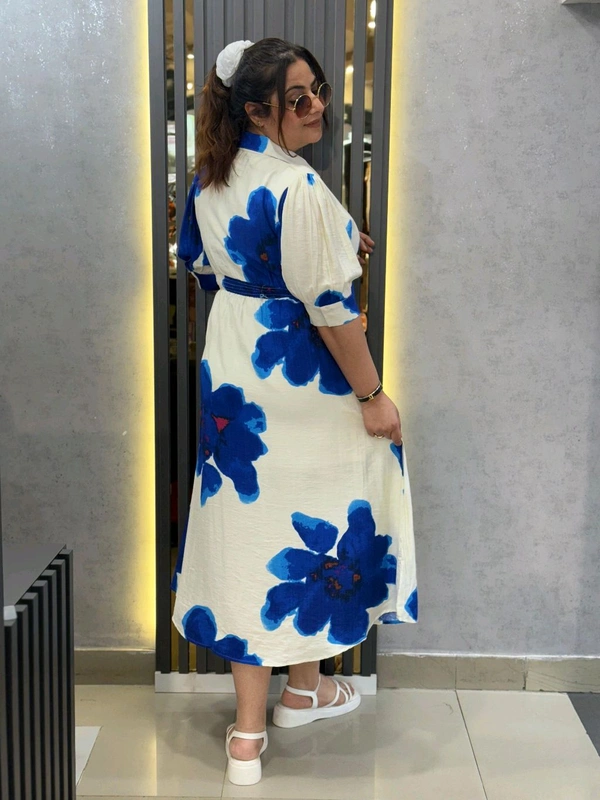 SKU 2210 Beautiful Florescent Dress - Free Size M TO XXL, Blue