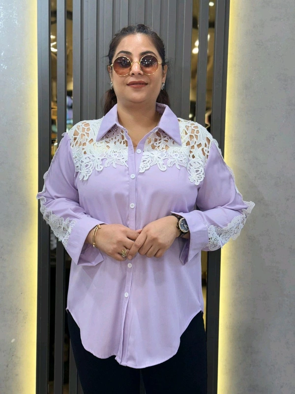 SKU 2234 Beautiful Shirt With Lace Work - Free Size M To XXXL, Purple