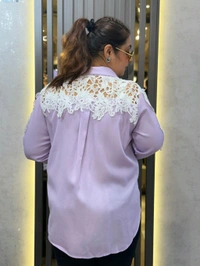 SKU 2234 Beautiful Shirt With Lace Work - Free Size M To XXXL, Purple