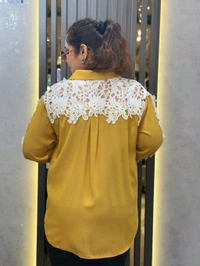SKU 2234 Beautiful Shirt With Lace Work - Free Size M To XXXL, Yellow