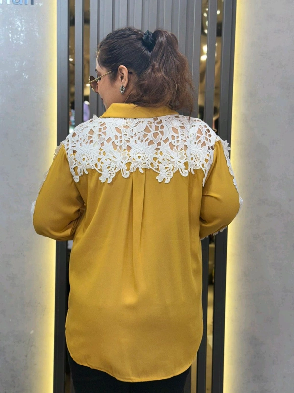 SKU 2234 Beautiful Shirt With Lace Work - Free Size M To XXXL, Yellow