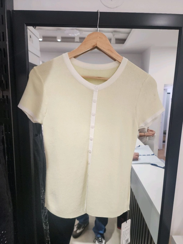SKU 2130 Beautiful Knitted Top  - Lemon, Free M TO XL