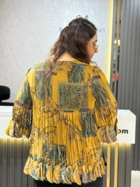 SKU 2236 Boho Glam Cutwork Pants with Artistic Pleated Top - Free Size M To 6xl, Mustard Yellow
