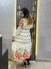 SKU 2224 Beautiful Floral Dress With Smokey Design  - Red, Free Size M To XXL