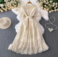 SKU 2003 Beautiful Dress With Pearl Detailing  - Free Size M To XL, Off white