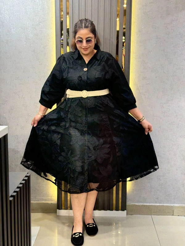 SKU 2223 Beautiful Dress 3D Flower - Black, Free Size L To 4xl
