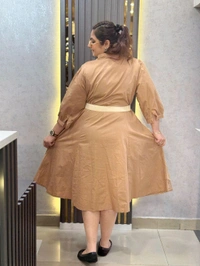 SKU 2223 Beautiful Dress 3D Flower - Free Size L To 4xl, Beige