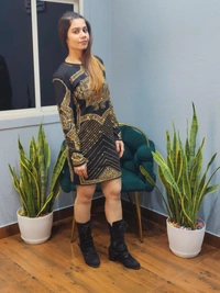 SKU 1153 Balmain stud-embellished long-sleeve dress