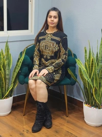 SKU 1153 Balmain stud-embellished long-sleeve dress
