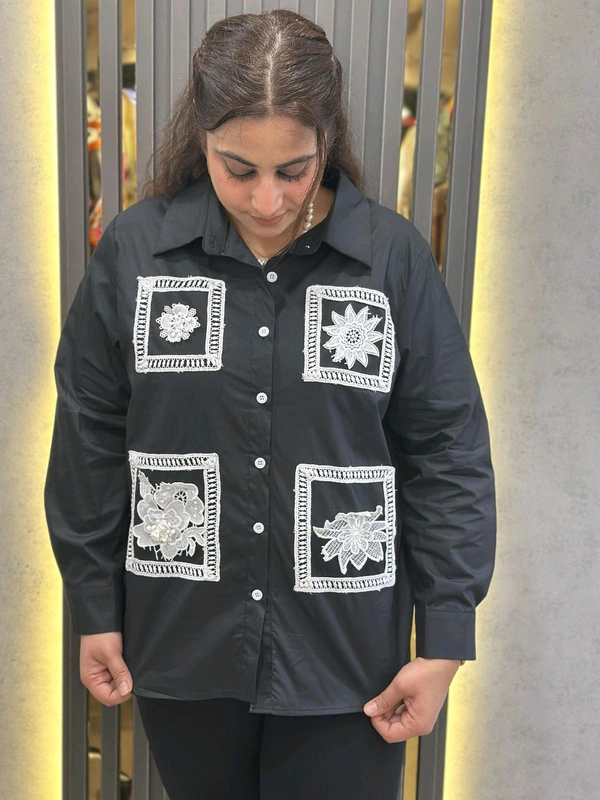 SKU 1623 Beautiful Cotton Shirt With Patch Detailing