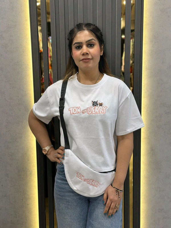 SKU 1625 Beautiful Crop T-Shirt With Bag