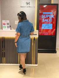 SKU 2078 Beautiful Denim Dress With Belt Design