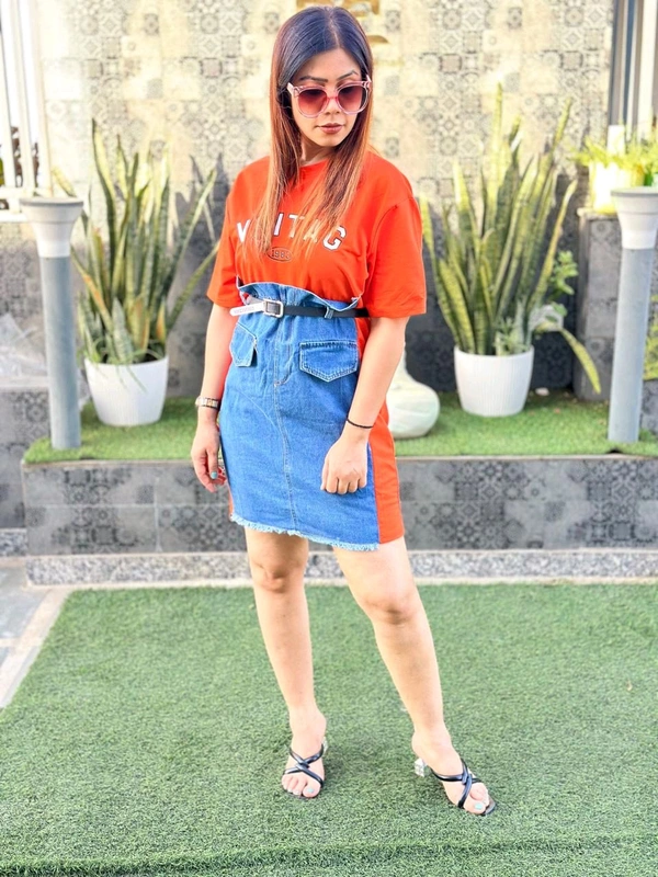 SKU 1223 Beautiful Denim TSHIRT With Belt