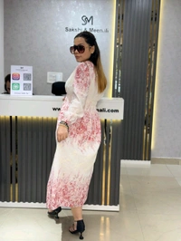 SKU 2224 Beautiful Floral Dress With Smokey Design