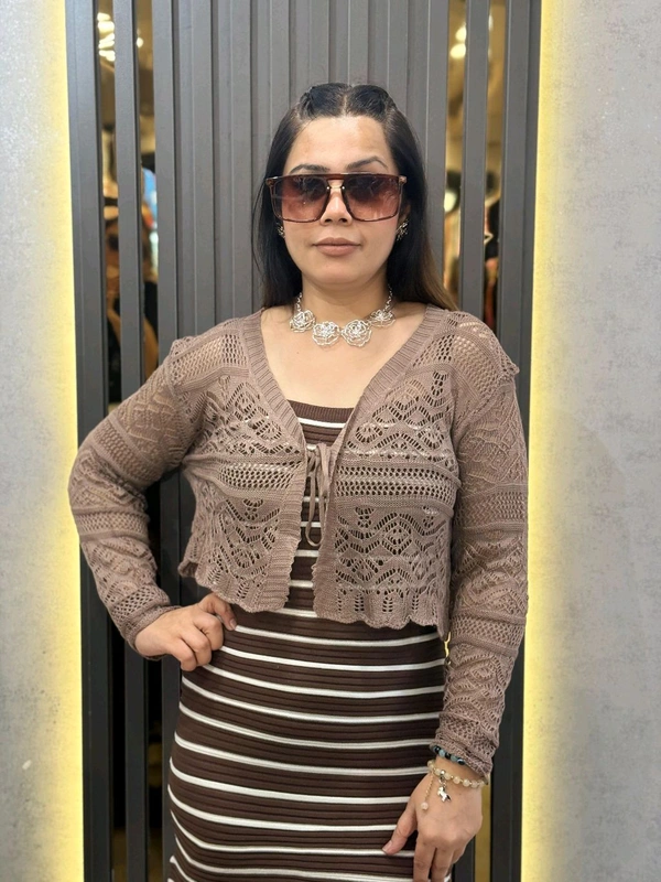 SKU 2238 Beautiful Knitted Dress With Crochet Jacket