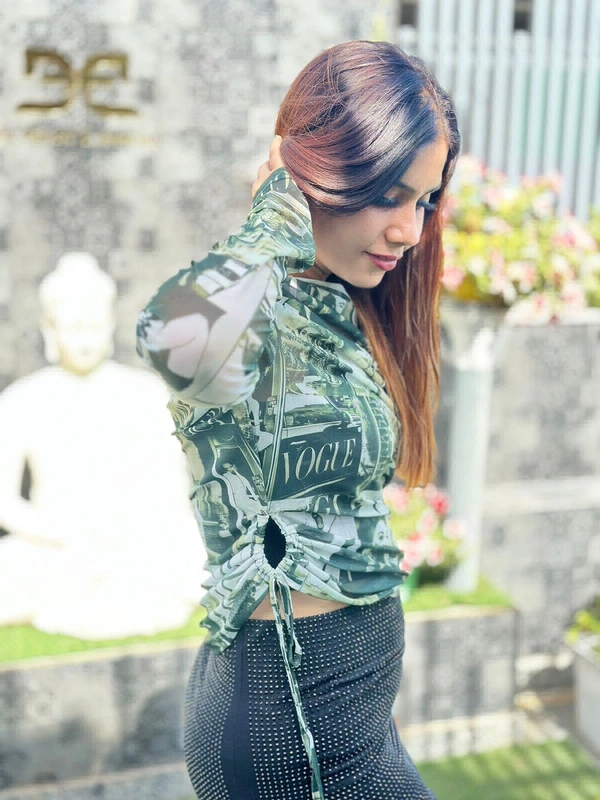 SKU 1162 Beautiful Mesh Printed Net Top